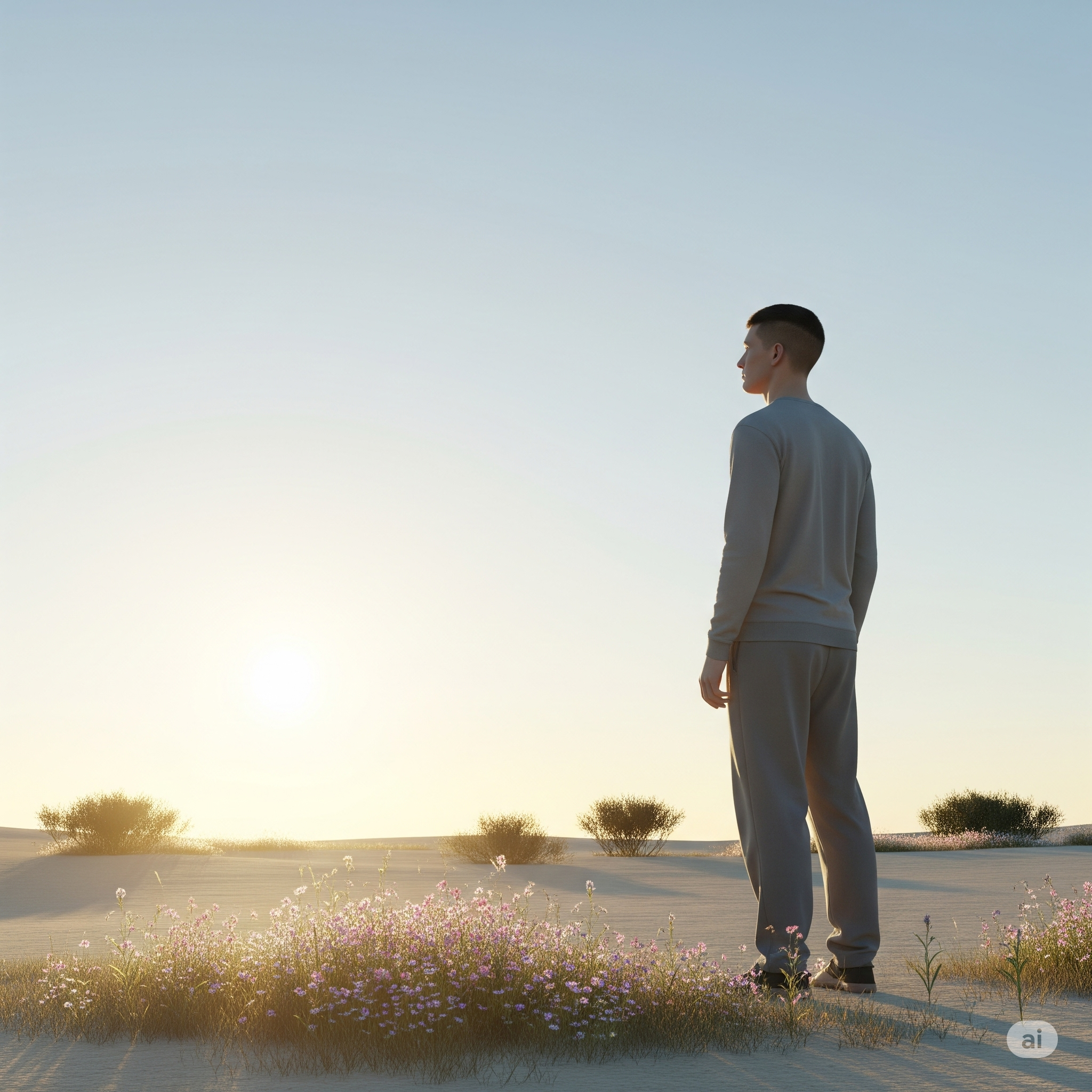 Pessoa serena olhando o horizonte